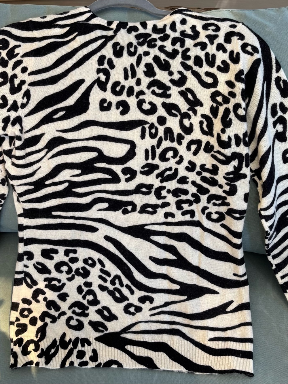 Charter Club Cashmere Leopard Crewneck Sweater in White, Black - Picture 4 of 4